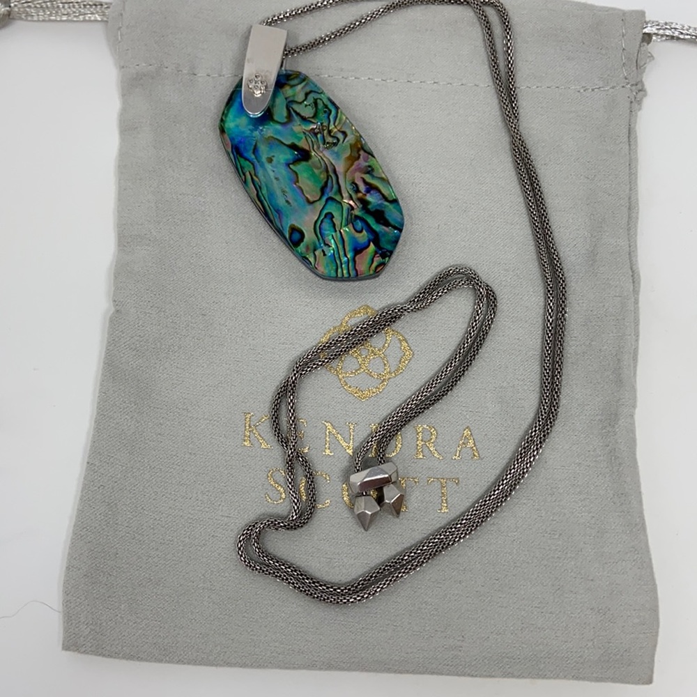 Kendra Scott Inez Statement Necklace Abalone and Silver